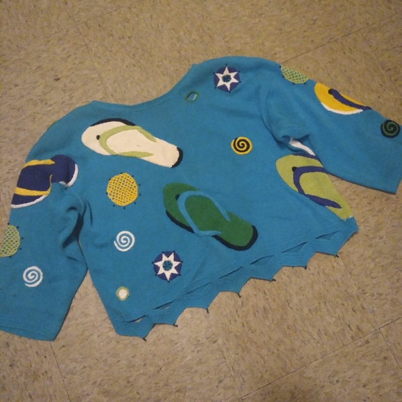 80's Vintage Marisa Christina/Lisa Nichols Flip Flop Cropped Sweater - Picture 6 of 16